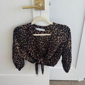 Faithfull the Brand Animal Print Tie-Front Blouse